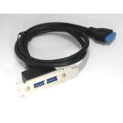 Low Profile USB 3 Panel Mount Dual Port 20 Pin Header Cable 1U 20Inch